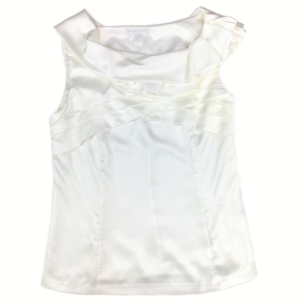 White/Ivory Dressy Sleeveless Blouse -M- New York & Company